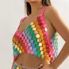 Cadena para el Cuerpo de Bikini con Lentejuelas y Borlas de Color Sexy, Cadena para el Cuerpo de Bikini con Bloques de Color Europeos y Americanos, Falda Tejida a Mano para Tienda Nocturna