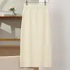 Falda de Punto Suave y Lana Pura para Mujer, Falda Lápiz de Longitud Media para Otoño e Invierno, de Cintura Alta, Adelgazante y que Moldea la Cadera