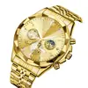 Nueva Tendencia Reloj Multifuncional para Hombre Impermeable Luminoso de Cuarzo Moda Masculina Reloj de Negocios Diseño de Superficie Rombo para Hombre