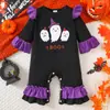 Body de Halloween para Bebé con Volantes, Fantasma, Ciervo Pequeño Bordado, Mameluco de Manga Larga, En Stock, Traje para Gateo al Aire Libre para Bebé