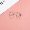 Aretes Nudados Chapados en Plata para Mujer, Simples Populares Elegantes, Estilo Cool y Cool, Aretes Versátiles de Borla con Cadena Circular