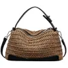 Bolso Tejido Nuevo a Rayas Arcoíris de Alta Apariencia para Mujer, Bolso de Mano Ligero de Paja, Bolso Cruzado Versátil y Elegante