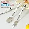 Cuchara con mango de cerámica de pata de gato, cubertería de acero inoxidable 304, cuchara de dibujos animados, cuchara redonda linda para comer, cuchara y tenedor de postre creativos