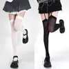 Medias Blancas con Tirantes para Mujer, Calcetines Finos de Verano Hasta la Rodilla/Muslo, Calcetines Largos Blancos de Seda Sexy Pura Deseo Estilo Jk, Tubo Alto