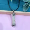 Colgante de botella de deseos de grava de cristal natural de colores cono hexagonal cono botella de la suerte collar de botella de vidrio de amor