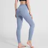 Pantalones de yoga sin costuras cepillados de doble cara sin líneas incómodas, pantalones de fitness de cintura alta para mujer que levantan el trasero, leggings ajustados para deportes de running