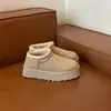 Primer Encuentro Botas de Nieve de Suela Gruesa Forradas de Lana para Mujer Estilo Nuevo Invierno 2026 Zapatos de Algodón con Piel Cálida del Noreste Más Vendidos