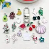 Serie de Llaveros DIY de Esmalte Blanco K Cereza Plátano Dibujos Animados Más Vendidos Transfronterizos Colgantes Accesorios de Joyería de Aleación Adornos Colgantes