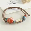 Novo Bracelete Cerâmico Tecido à Mão Estilo Chinês, Braceletes Versáteis Nicho Estilo Étnico Retrô para Homens e Mulheres, Braceletes Originais com Contas