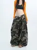 Calça casual estilo americano, resistente, com camuflagem de strass, barra curva, solta, perna larga, unissex, alta rua, estampa de leopardo original, calça brilhante