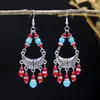 Brincos Bohemianos com Franjas Turquesa para Mulheres, Versáteis Retrô Étnicos de Yunnan Exóticos Moda Brincos