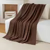 Manta de punto gofrado de color liso, Manta transpirable con diseño calado para siesta, Manta para aire acondicionado, Manta decorativa de punto para sofá, Regalo para Airbnb