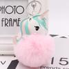 Colgante de bolso con forma de bola de pelo de unicornio, imitación de conejo Rex, llavero con forma de bola de pelo a juego, colgante de coche de peluche de poni, venta al por mayor