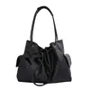 Bolso Tote de Piel Suave de Gran Capacidad Estilo Coreano para Mujer, Bolso Cruzado de Hombro con Cordón Patrón Lichi Nicho Otoño Temprano 2026
