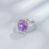 Anillo de alto carbono Plata de ley 925 Corte Flor de Hielo Diamante de alto carbono 10 * 12 mm anillo de zafiro de lujo ligero para mujer