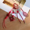 Rojo extremadamente numeroso miu lazo encaje bolsa bolsa colgante cadena llavero colgante para enviar a amigos elección colorida
