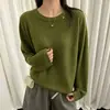 Suéter de Tricô de Lã com Gola Redonda Feminino 2026 Outono/Inverno Novo Estilo Preguiçoso Solto Suéter Macio de Manga Longa Camada Base
