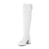 Botas altas hasta la rodilla botas talla grande 40 tubo de acero baile tacón alto 48 punta cuadrada gruesas otoño e invierno nuevas botas para discoteca europeas y americanas botas cuero charol botas de mujer