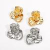 Nuevos Pendientes Retro Tridimensionales Exagerados E13185ZA Pendientes de Flor Metálica Antigua Camelia Europeos y Americanos