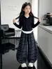 Conjunto de Sudadera y Pantalones para Niña Ropa de Otoño 2026 Nuevo Estilo Ropa de Otoño Estilo Coreano para Niña Conjunto de Dos Piezas Pantalones a Cuadros para Niña