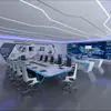 Mesa de Conferência Pintada Lâmpada de Mesa Longa Branca com Tecnologia Moderna Sala de Conferências Grande Recepção Negociação Combinação de Mesa e Cadeira de Escritório