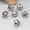 Plata de ley S925 nudo chino cuentas redondas cuentas accesorios vintage desgastado hueco DIY material de cuentas hecho a mano joyería