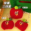 Muñeca de Manzana Pequeña de Dibujos Animados Lindos Set de Tres Piezas Colgante para Niñas, Monedero para Auriculares, Bolsa de Almacenamiento, Correa, Colgante Pequeño para Mochila