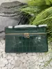 Bolsa Caixa Padrão Crocodilo Lp19 Couro Genuíno Bolsa Lancheira Bolsa de Ombro Único Transversal Pequena Quadrada Mesmo Estilo Gigi Bolsa de Maquiagem
