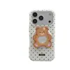 Fondo Blanco Oso de Puntos Soporte Espejo Funda Magnética para Teléfono para Apple 17 Promax, Adecuado para 16 Promax Doble Capa 15