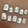 Manicure Desenho Animado Novas Unhas Usáveis de Urso Fofas Macias Simples Brancas Unhas Postiças Unhas Prontas Divididas em 30 Peças