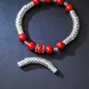 Prata 999 pura vintage 3D prata maciça estilo chinês peixe koi em forma de pulseira meia-lua curva, pulseira meia-lua em forma de peixe "abundância todo ano" acessório de tubo de prata