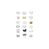 Tatuajes temporales lindos y relajantes con temática de animales, diseños de líneas simples para las articulaciones de los dedos, pequeñas pegatinas impermeables y duraderas