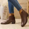 Botas Martin Retro Estilo Británico para Mujer 2025 Otoño e Invierno Nueva Moda Versátiles Elegantes Punta Fina Tacón Grueso Botines