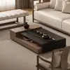 Mesa de Centro Moderna Minimalista de Madera Maciza, Mesa Lateral para Sofá, Mesa Baja Pequeña, Estilo Diseñador, Sensación de Alta Gama, para Sala de Estar del Hogar