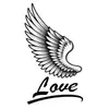 Pegatinas de tatuajes herbales Cross-Front Wings Love para brazo y muñeca, pegatinas modernas personalizadas, venta al por mayor, color natural, mitad