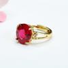 Anillo de Rubí Cultivado de Guan Yu Corindón Rojo Anillo en Forma de Corazón Joyería para Mujer Venta al por Mayor Dropshipping S4012405