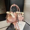 Bolsa Estilo Coreano Estilo Ocidental Bolsa Baguete de Ombro Feminina 2025 Primavera Nova Cor Sólida Bolsa Boston Bolsa de Ombro Bowling
