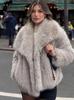 Ropa de mujer transfronteriza de Amazon comercio exterior Invierno estilo socialité elegante de moda europeo y americano abrigo de piel sintética D69352