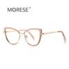 Gafas anti luz azul de alta textura 3153 oro TR mezcla y combina montura ojo de gato estilo europeo y americano chica dulce blanco espejo plano marea