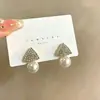 Brincos de Pérola Elegantes Estilo Coreano Francês Agulha de Prata 925 Brincos de Alta Qualidade Coração Flor Versáteis para Mulheres Atacado