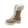 Botas de neve com algodão adicionado, versáteis, espessadas, que aumentam a altura, design de inverno, sola grossa, modernas, 2026, tiras cruzadas, femininas, novo estilo, botas de algodão