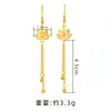 Collar Dorado de Larga Duración y Resistente al Desgaste con Diseño de Loto, Nuevos Aretes y Anillos de Estilo Chino de Verano para Mujer, Joyería de Cobre Dorado Imitación de Alta Gama