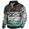 Moletom Novo Outono e Inverno de Comércio Exterior com Estampa Digital 3D Gola Alta Moda de Rua Masculina Moletom com Zíper