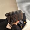 Estilo Coreano Estilo Occidental Bolso Nuevo de Moda para Mujer Correa Ancha Bolso Cruzado de Cintura Textura Remache Borla Bolso de Pecho para Mujer