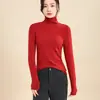 Suéter de punto con cuello alto y forro polar, corte ajustado, engrosado, cálido, de manga larga, adecuado para otoño e invierno, top versátil y elegante para usar como capa base