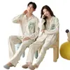 Ropa de Casa Pura de Algodón para Mujer, 100% Algodón, Se Puede Usar Afuera, Atuendo de Pareja, Cárdigan, Solapa, Pijama de Dibujos Animados, Conjunto de Dos Piezas