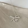 Collar Transparente con Lazo de Amor y Perlas para Mujer, Personalidad Simple, Sentido de Alta Gama, Moda Elegante, Cadena para el Cuello Versátil, Cadena para la Clavícula