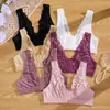 Encaje Puntada de Encaje Seda de Hielo Delgado Transpirable Ropa Interior Deportiva Hebilla Frontal Sexy Lateral Colateral Sujetador para Mujer sin Aros