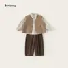 [Colección de Conjuntos de Tres Piezas para Niños] Ropa Nueva Estilo Coreano para Niños Primavera y Otoño, Conjunto de Tres Piezas con Chaleco para Niños