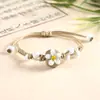 Pulsera de Cerámica Hecha a Mano con Cuentas, Estilo Antiguo Étnico, Flor Incrustada en Piedra, para Mujeres, Estilo a Juego para Novias, Diseño Tejido, Suministro Directo del Fabricante